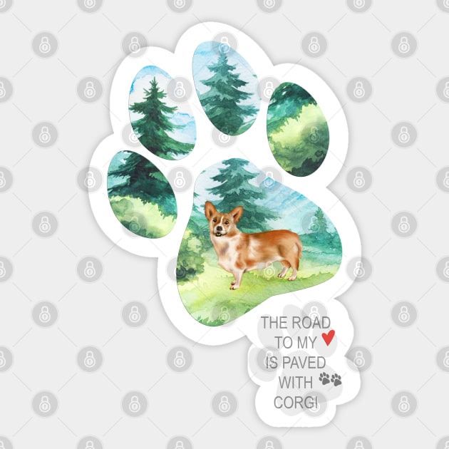 Pawprint Corgi Sticker by Amanda Jane